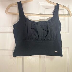 Hollister Black Ruffled Crop Tank Top